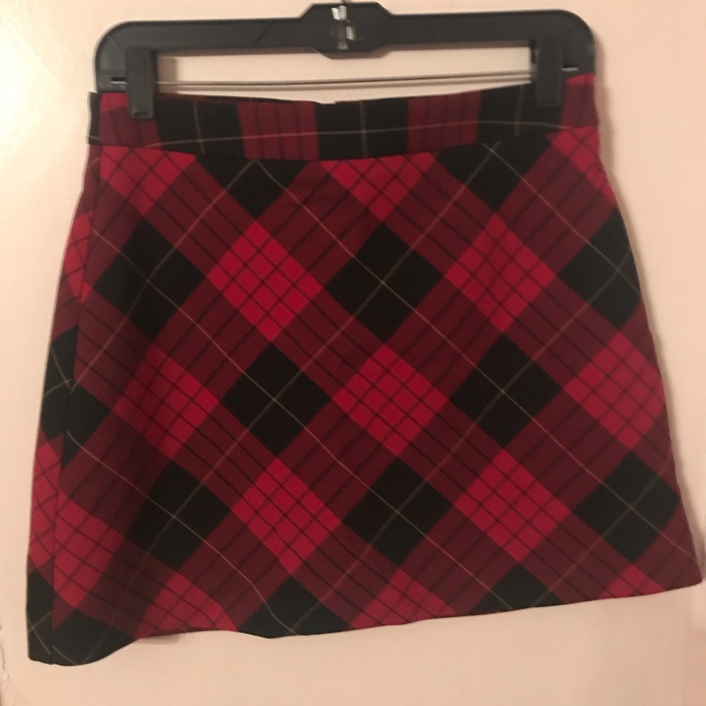 Cute Express Red & Black Plaid A-line Mini Skirt
